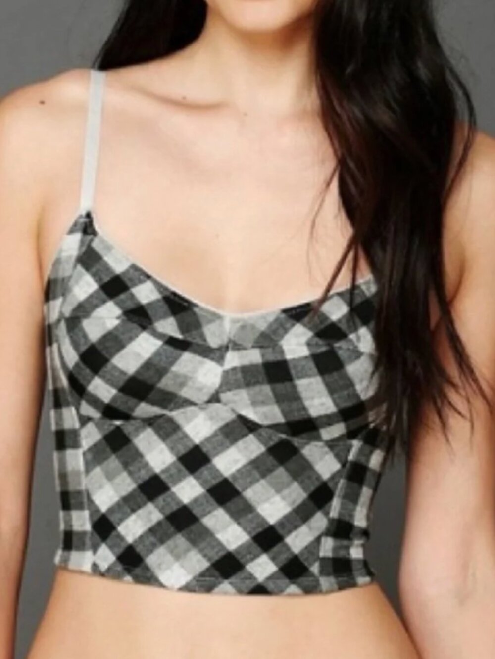 Intimately Free People Cropped Top Bralette Plaid Size M